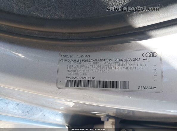 WAUH2AFC2GN010561 2016 AUDI S6 Silver ძრავის განყოფილების ხედი