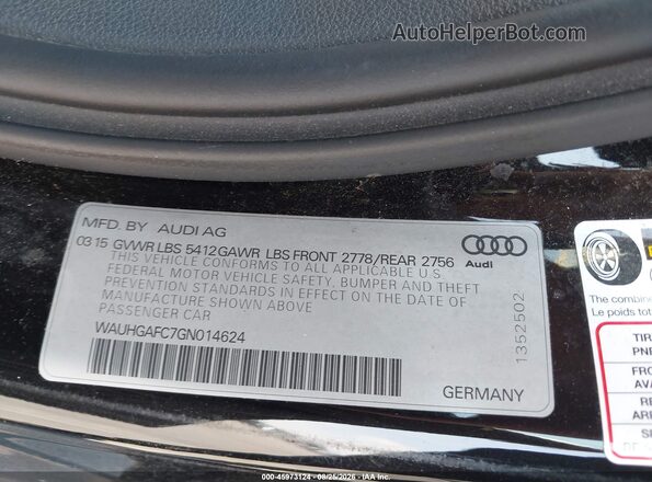 WAUHGAFC7GN014624 2016 AUDI A6 Black Engine compartment view