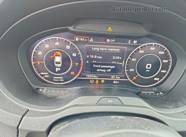 WAUJ8GFF8J1041308 2018 AUDI A3 Blue Vista del cuadro de instrumentos