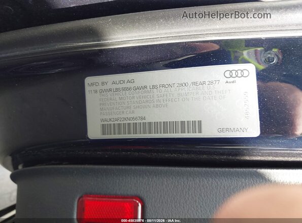 WAUK2AF22KN056784 2019 AUDI A6 Blue ძრავის განყოფილების ხედი