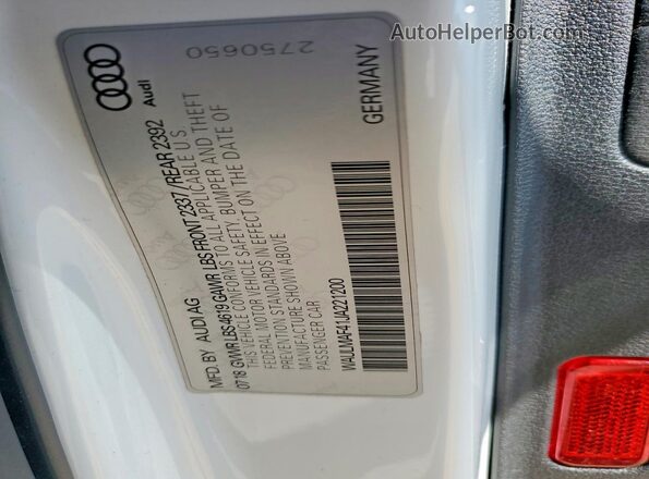 WAULMAF41JA221200 2018 AUDI OTHER White ძრავის განყოფილების ხედი