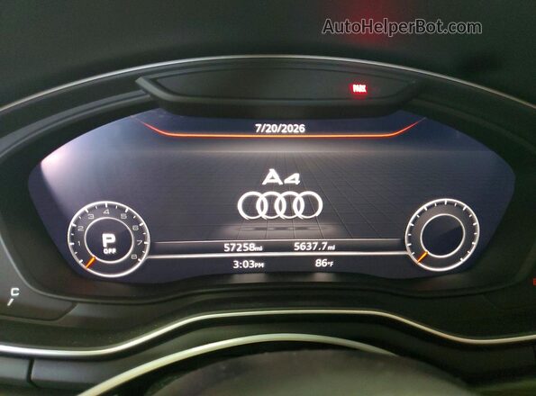 WAULMAF48JN020273 2018 AUDI A4 Серый Вид щитка приборов