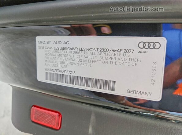 WAUM2AF28KN037245 2019 AUDI A6 Black Widok komory silnika
