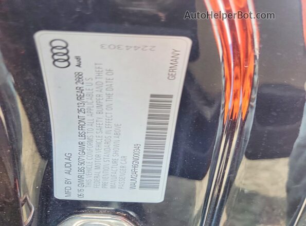 WAUM2AFH6GN000349 2016 AUDI A5 Black Engine compartment view