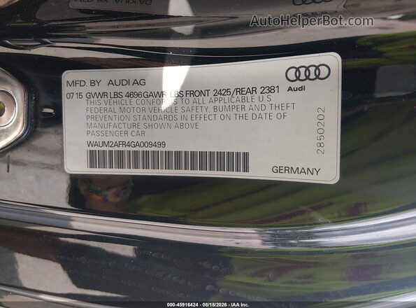 WAUM2AFR4GA009499 2016 AUDI A5 Black Widok komory silnika