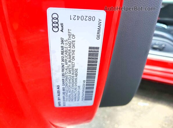 WAUP4AF54NA028149 2022 AUDI S5 Red Vista del compartimento del motor
