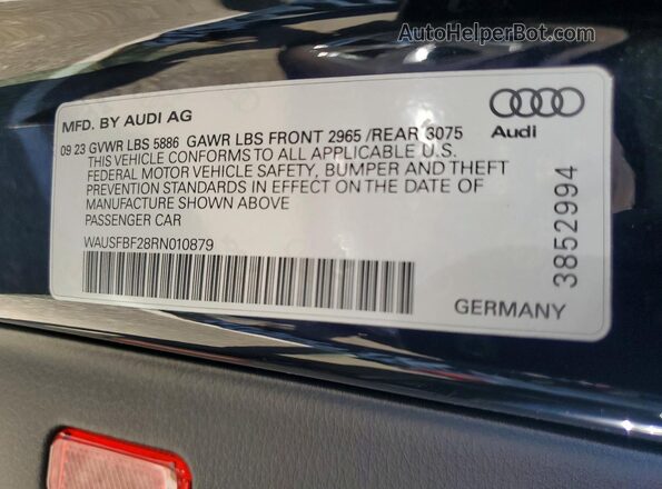 WAUSFBF28RN010879 2024 AUDI S7 Черный Вид подкапотного пространства
