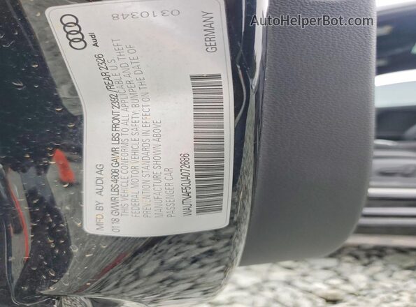 WAUTNAF50JA072686 2018 AUDI A5 Black Engine compartment view