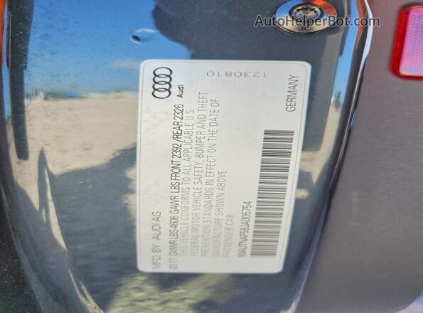 WAUTNAF58JA005754 2018 AUDI A5 Gray Vista de la etiqueta del VIN