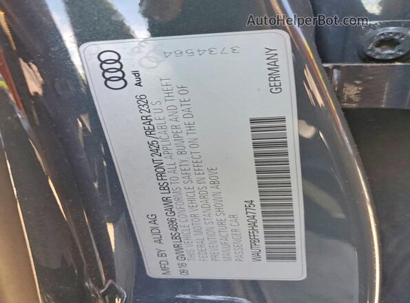 WAUTPBFF5HA047754 2017 AUDI A3 Gray Widok naklejki z numerem VIN