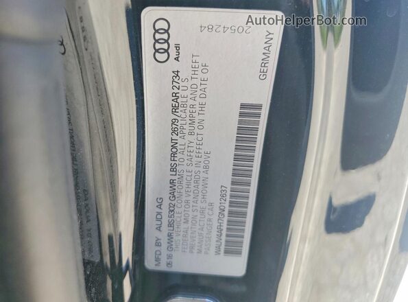 WAUV4AFH7GN012637 2016 AUDI S5 Черный Вид наклейки с VIN-кодом