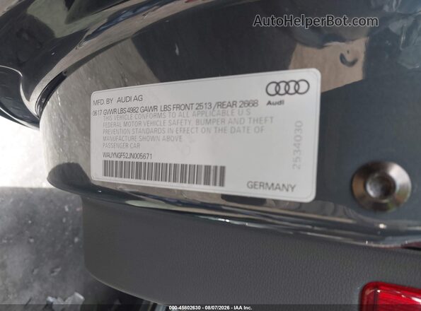 WAUYNGF52JN005671 2018 AUDI A5 Gray Вид підкапотного простору
