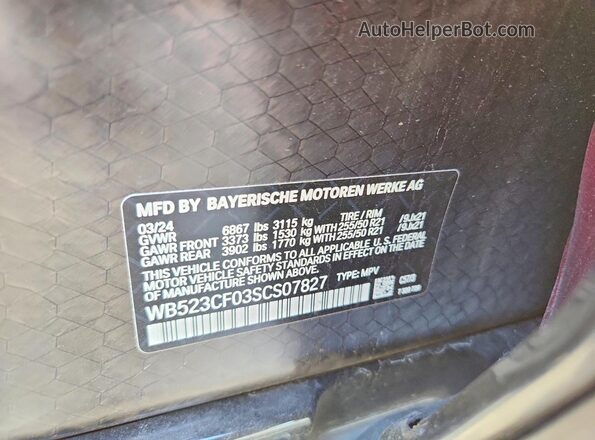 WB523CF03SCS07827 2025 BMW IX Burgundy Вид підкапотного простору