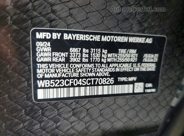 WB523CF04SCT70826 2025 BMW IX Серый Вид наклейки с VIN-кодом