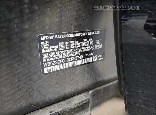 WB523CF05RCR52749 2024 BMW IX Black VIN sticker view