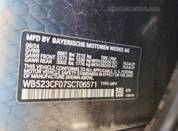 WB523CF07SCT06571 2025 BMW IX Black VIN կոդի պիտակի տեսք