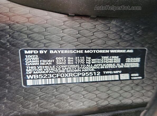 WB523CF0XRCP95512 2024 BMW IX Черный Вид наклейки с VIN-кодом