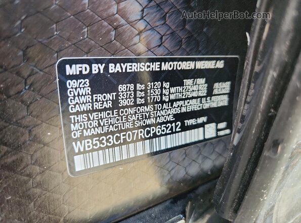 WB533CF07RCP65212 2024 BMW IX Серый Вид наклейки с VIN-кодом