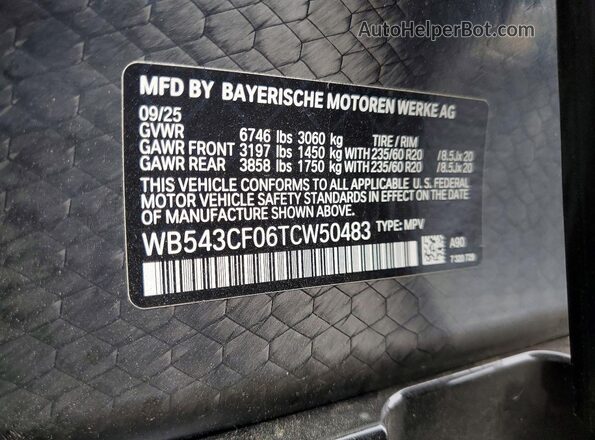 WB543CF06TCW50483 2026 BMW IX Black Панорамний вид салону 360°
