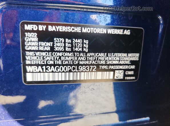 WBA13AG00PCL98372 2023 BMW 5 SERIES Blue Շարժիչի բաժամունքի տեսք