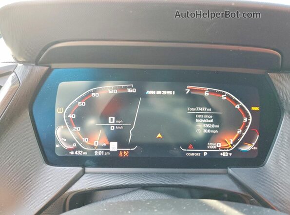 WBA13AL06L7F42714 2020 BMW M2 Black Instrument cluster view