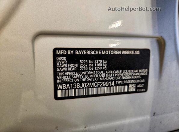 WBA13BJ02MCF29914 2021 BMW 5 SERIES Silver Engine compartment view