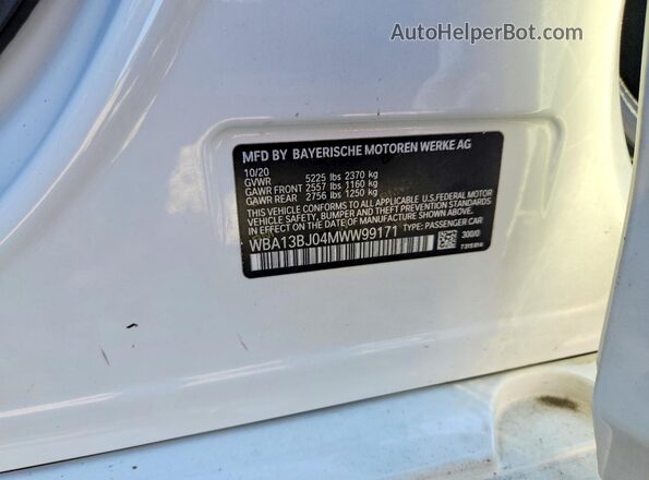 WBA13BJ04MWW99171 2021 BMW 5 SERIES White Շարժիչի բաժամունքի տեսք