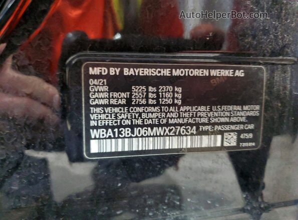 WBA13BJ06MWX27634 2021 BMW 5 SERIES Black ძრავის განყოფილების ხედი