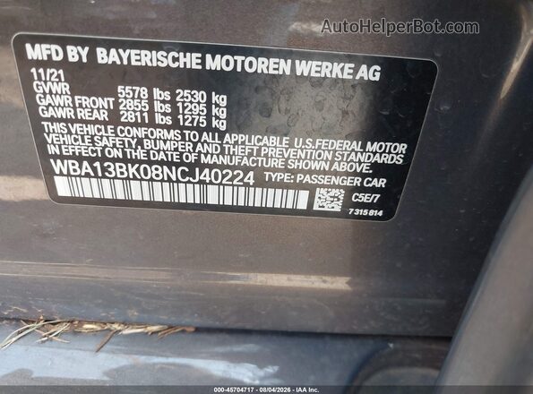 WBA13BK08NCJ40224 2022 BMW M5 Brown Engine compartment view