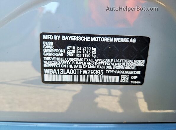 WBA13LA00TFW29395 2026 BMW 3 SERIES Gray Vista del compartimento del motor