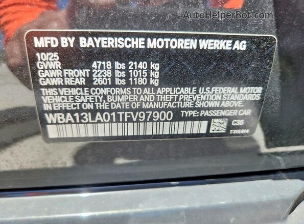 WBA13LA01TFV97900 2026 BMW 3 SERIES Серый Вид подкапотного пространства