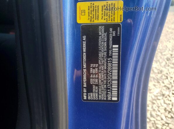 WBA1J7C52GV289815 2016 BMW M2 Blue Engine compartment view