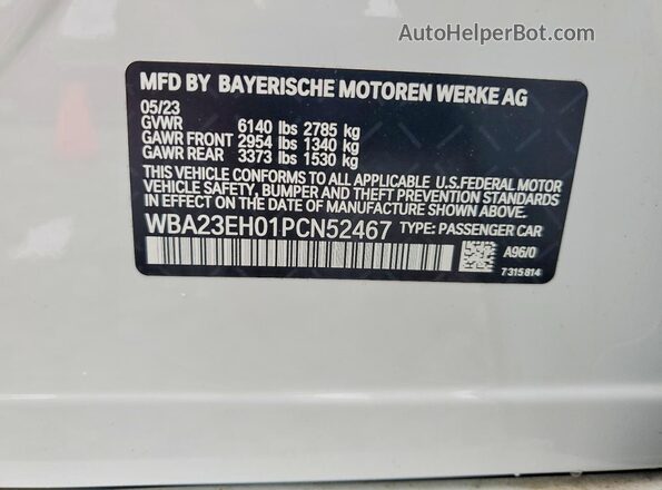 WBA23EH01PCN52467 2023 BMW 7 SERIES White Շարժիչի բաժամունքի տեսք