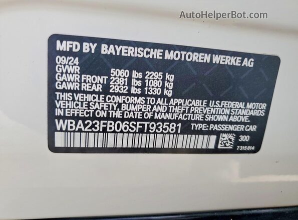 WBA23FB06SFT93581 2025 BMW 4 SERIES White Widok komory silnika