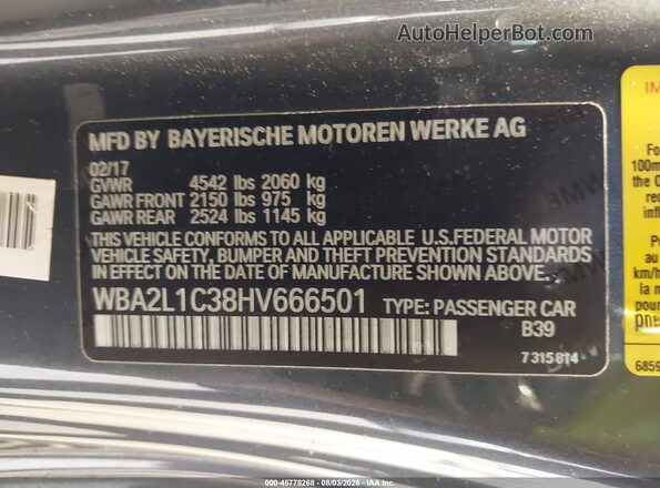 WBA2L1C38HV666501 2017 BMW M2 Gray ძრავის განყოფილების ხედი