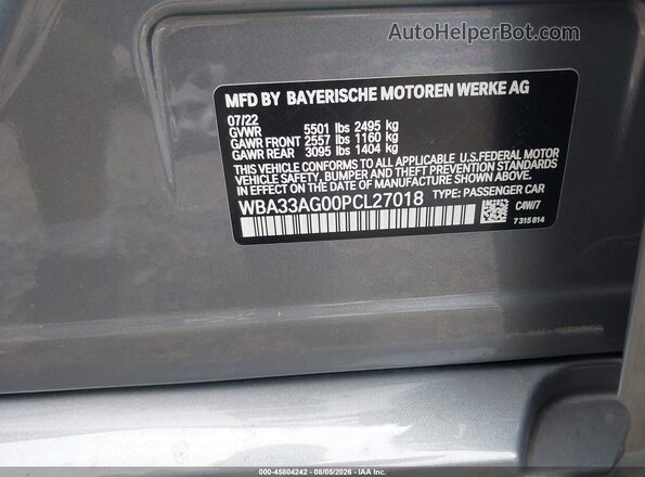 WBA33AG00PCL27018 2023 BMW 5 SERIES Gray Widok komory silnika