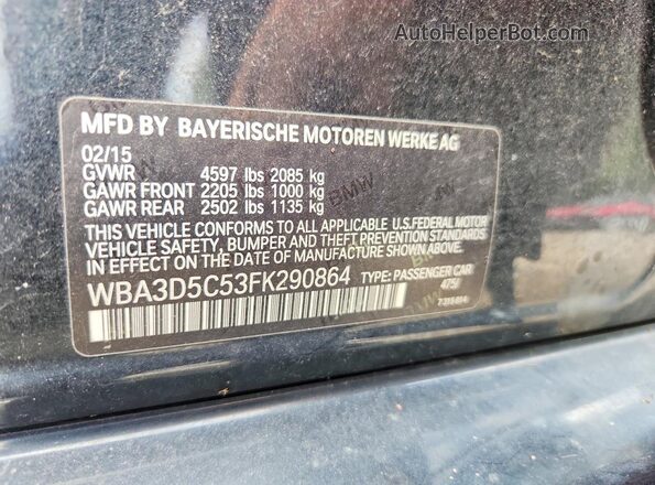 WBA3D5C53FK290864 2017 BMW 3 SERIES Черный Вид подкапотного пространства