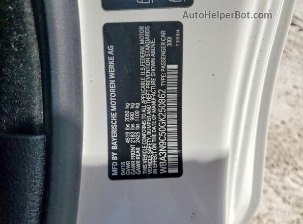 WBA3N9C50GK250862 2016 BMW 4 SERIES White Engine compartment view