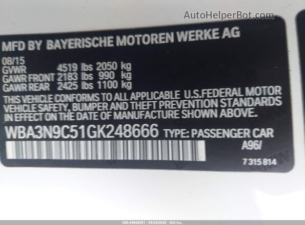 WBA3N9C51GK248666 2016 BMW 4 SERIES White Widok komory silnika