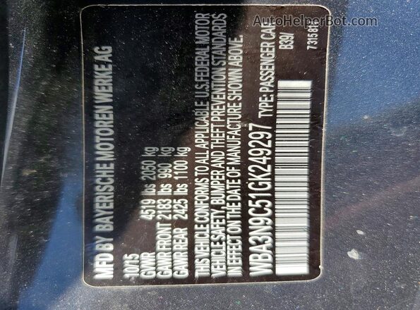 WBA3N9C51GK249297 2016 BMW 4 SERIES Gray Вид підкапотного простору
