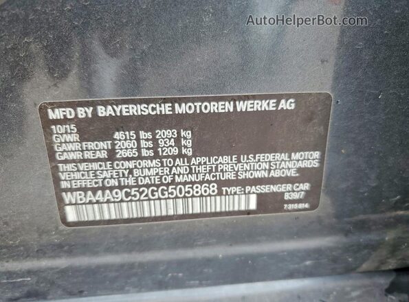 WBA4A9C52GG505868 2016 BMW 4 SERIES Gray Engine compartment view