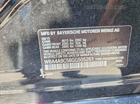 WBA4A9C58GG505261 2016 BMW 4 SERIES Black Vista del compartimento del motor