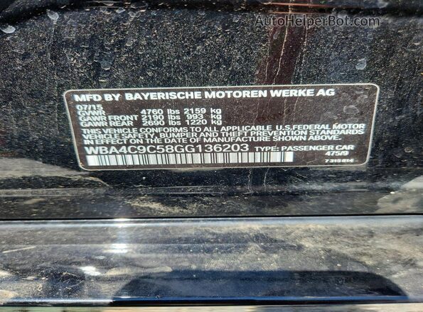 WBA4C9C58GG136203 2016 BMW 4 SERIES Черный Вид подкапотного пространства
