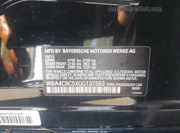 WBA4C9C5XGG137563 2016 BMW 4 SERIES Черный Вид подкапотного пространства