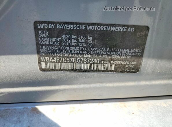 WBA4F7C57HG787240 2017 BMW 4 SERIES Silver Engine compartment view