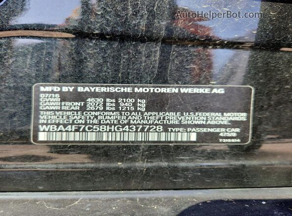 WBA4F7C58HG437728 2017 BMW 4 SERIES Black Engine compartment view