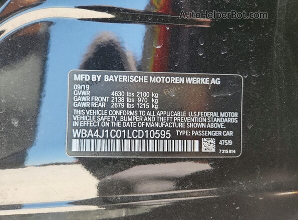 WBA4J1C01LCD10595 2020 BMW 4 SERIES Black Widok komory silnika