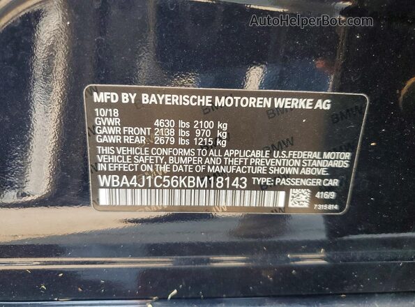 WBA4J1C56KBM18143 2019 BMW 4 SERIES Black Engine compartment view