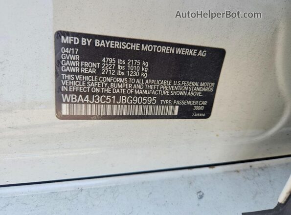 WBA4J3C51JBG90595 2018 BMW 4 SERIES Белый Вид подкапотного пространства