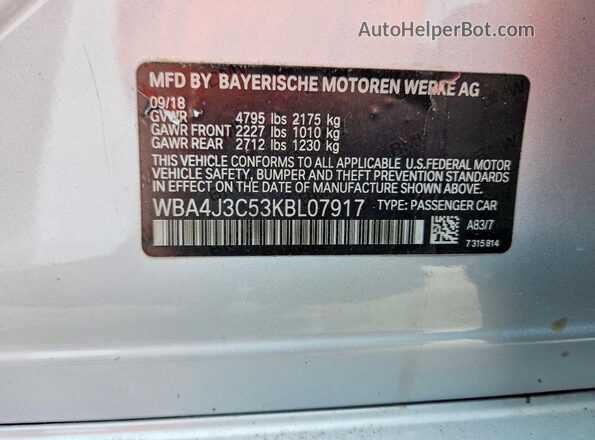 WBA4J3C53KBL07917 2019 BMW 4 SERIES Silver ძრავის განყოფილების ხედი